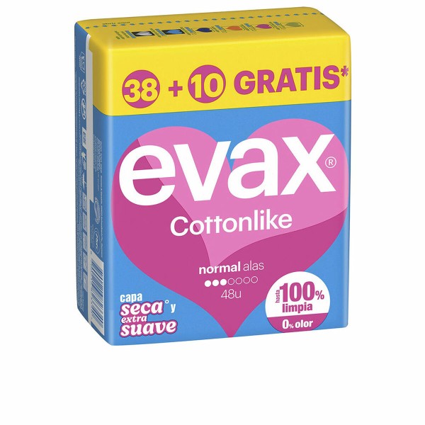 Normal hügieenisidemed tiibadega Evax COTTONLIKE 48 Ühikut