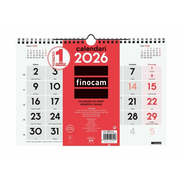 Wall calendar Finocam A4 Paper 30 x 21 cm