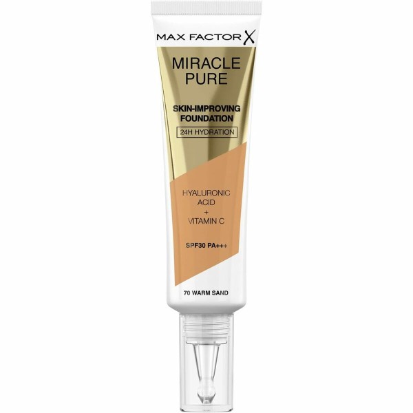 Skystas makiažo pagrindas Max Factor Miracle Pure Nº 70-warm sand Nº 70 Warm Sand Spf 30 30 ml