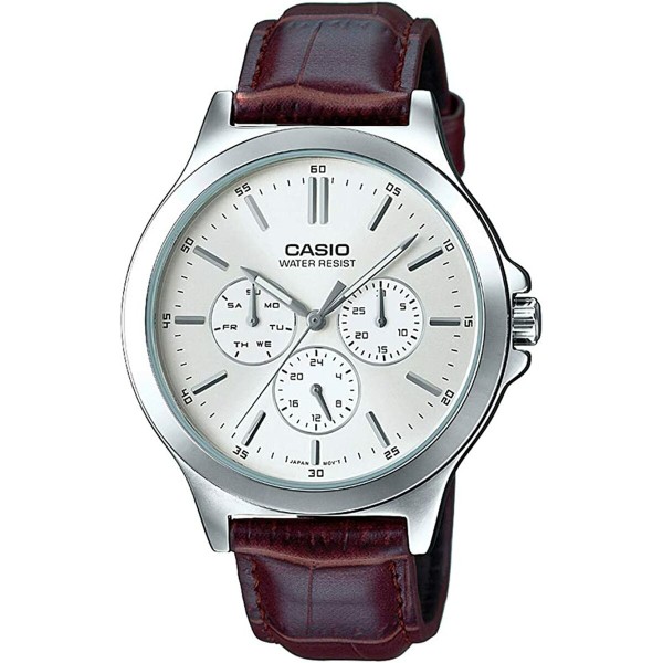 Miesten rannekellot Casio MULTIFUNCTION SILVER, LEATHER (Ø 41,5 mm)