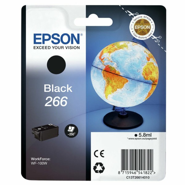Originaalne Tindikassett Epson Singlepack Black 266 ink cartridge WF-100W Must Kollane