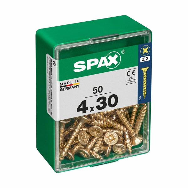 Skrūvju kaste SPAX Koka skrūve Plakana galva (4 x 30 mm) (4,0 x 30 mm)