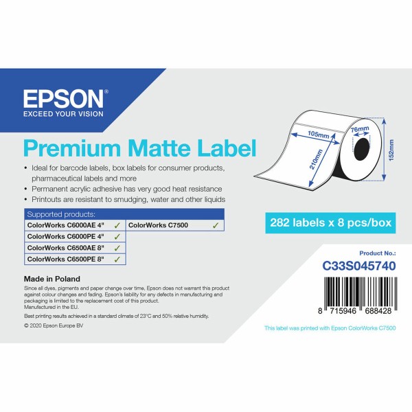 Этикетки для принтера Epson C33S045740 Ø 76,2 mm (1 штук) (18 штук)
