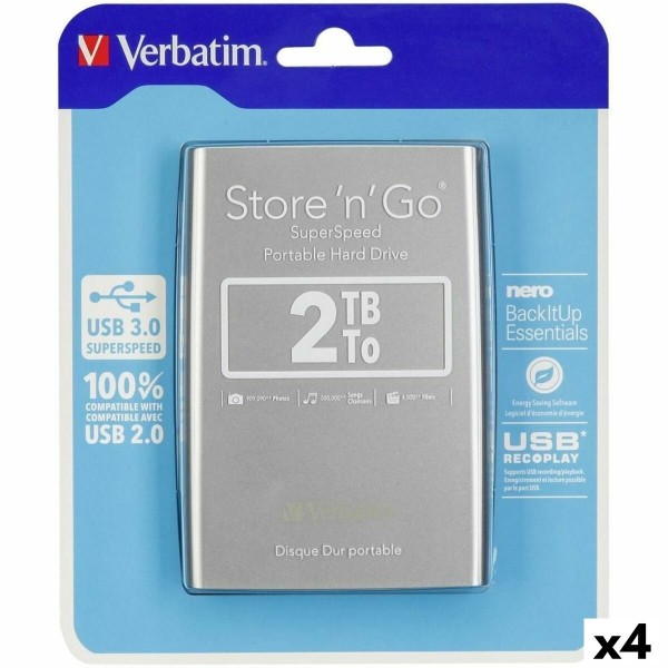 Ārējais cietais disks Verbatim STORE 'N' GO Melns Sudrabains HDD 2 TB (4 gb.)