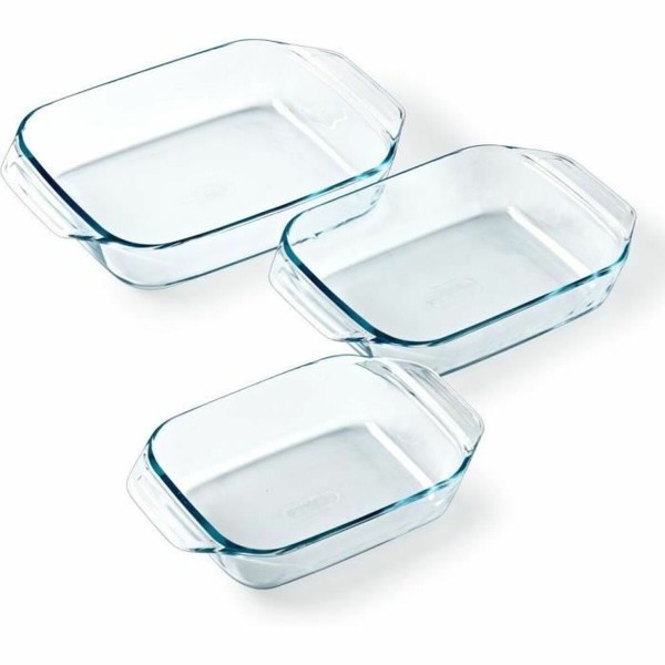 Orkaitės patiekalų rinkinys Pyrex Skaidrus 3 Dalys