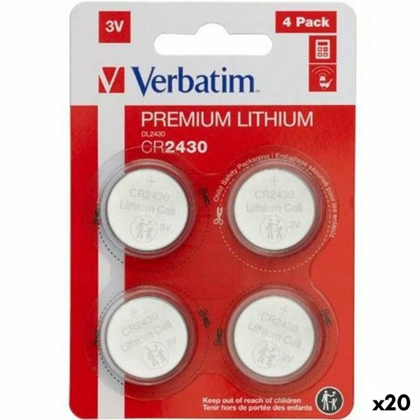 Litija Butuzn Baterijas Verbatim 3 V CR2430 4 Daudzums (20 gb.)