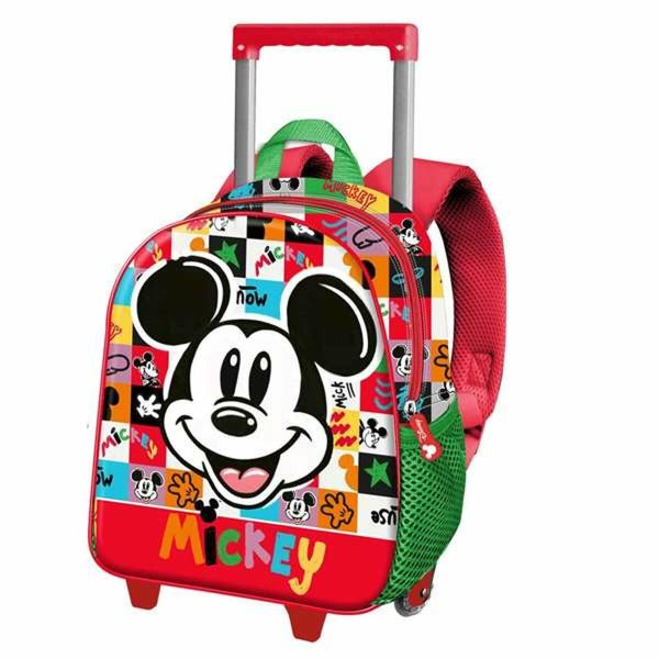 Ratastega koolikott Mickey Mouse Mood Punane Roheline 26 x 13 x 34 cm
