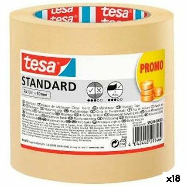 Maskējošā lente TESA STANDARD Dzeltens 50 mm x 50 m 2 Daudzums (18 gb.)