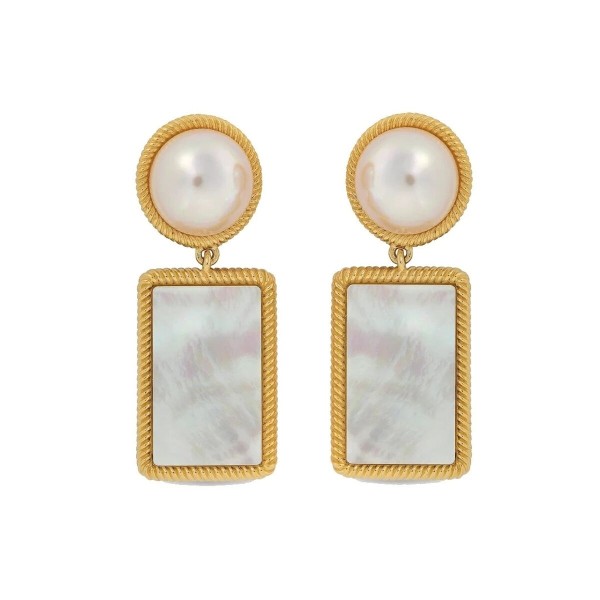 Ladies' Earrings Majorica 17788.01.1.E00.906.1 Golden White