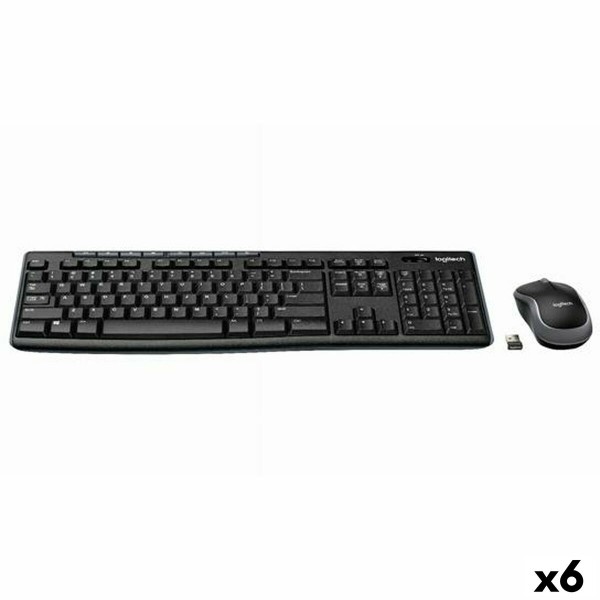 Keyboard and Wireless Mouse Logitech DESKTOP MK270 Black Spanish Qwerty (6 Units)