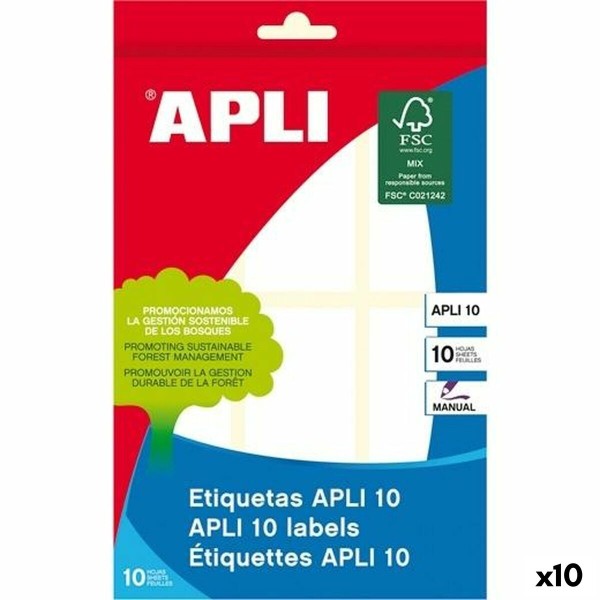 Uzlīmes Apli Balts Papīrs 10 Loksnes 36 x 82 mm (10 gb.)