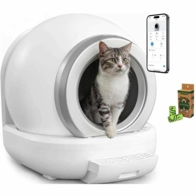 Cat Litter Box White Grey