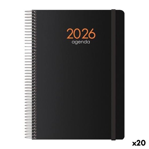 Diary DOHE SYNCRO Black 1/4 15 x 21 cm 2026 (20 Units)