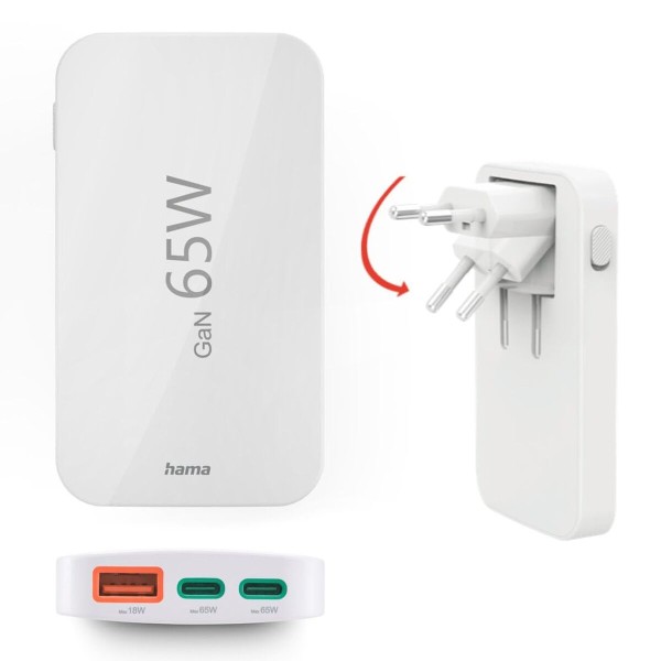 Сетевое зарядное устройство Hama 00201976 Белый 65 W