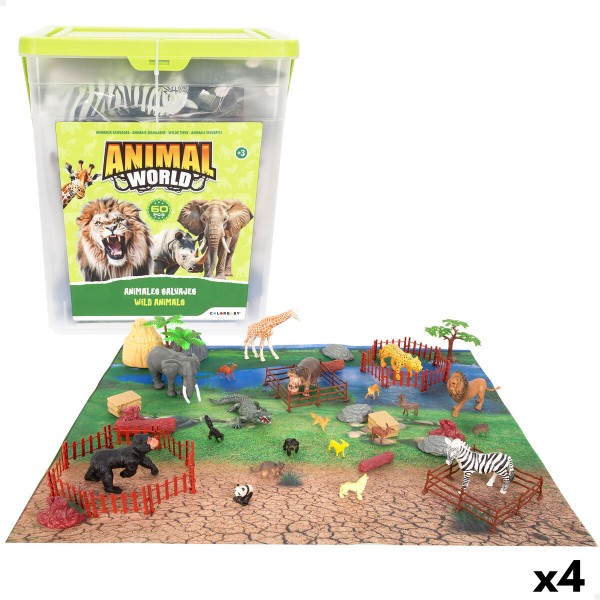 Set of Wild Animals Colorbaby Plastic 13 x 12 x 5 cm (4 Units)