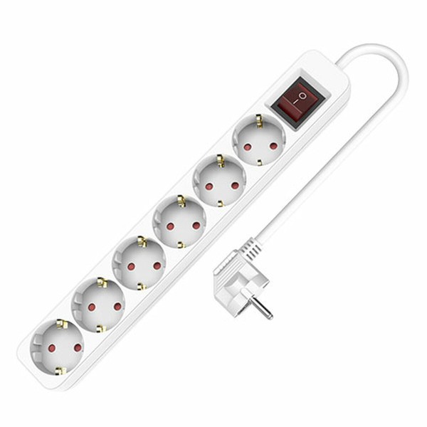 6-pesaga pistik ilma toitelülitita TM Electron TMUAD506S Valge 3680 W (1,5 m)