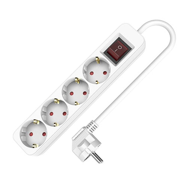 4-pesaga pistik ilma toitelülitita TM Electron TMUAD504S Valge 3680 W (1,5 m) (4 Ühikut)