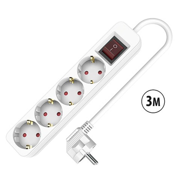 4-pesaga pistik toitelülitiga TM Electron TMUAD534S Valge 3680 W (3 m)