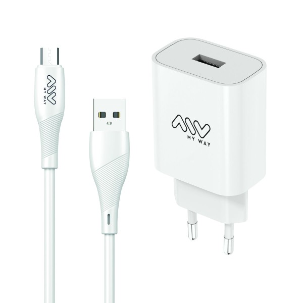 Sienas Lādētājs + USB A uz USB-C Kabelis Myway Balts 12 W