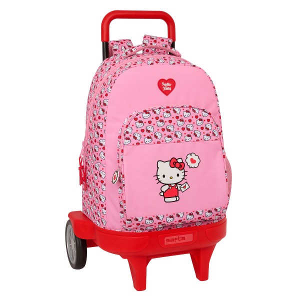 School Rucksack with Wheels Hello Kitty Pink 33 x 45 x 22 cm