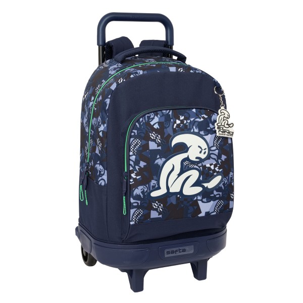 School Rucksack with Wheels El Niño Navy Navy Blue 33 x 45 x 22 cm