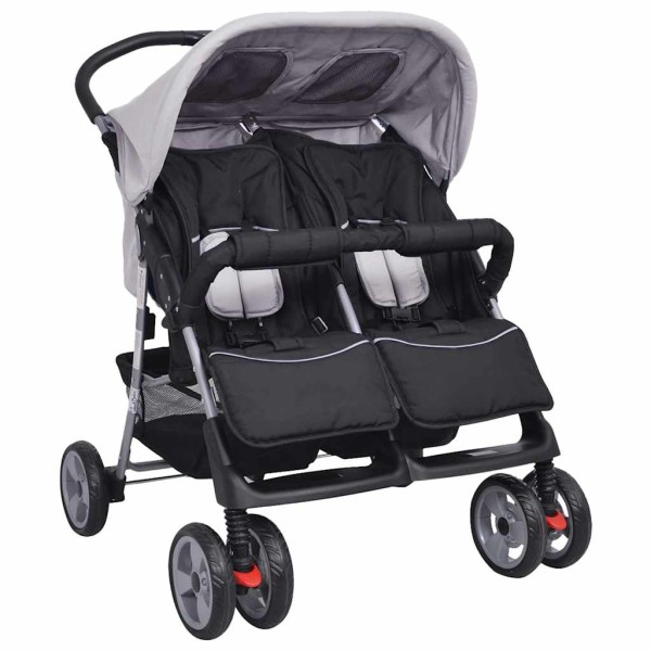 Double wheelchairs, grey and black, steel