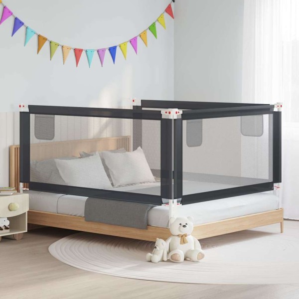 Protective handrail for children's beds, gray, 180x25cm, fabric