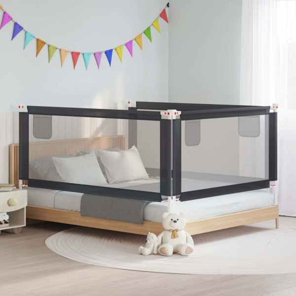 Protective handrail for children's beds, gray, 190x25cm, fabric