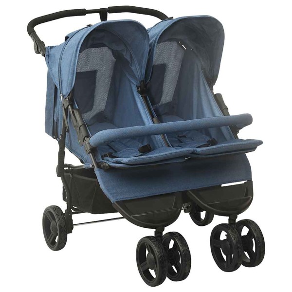 Trolley for twins, dark blue, steel