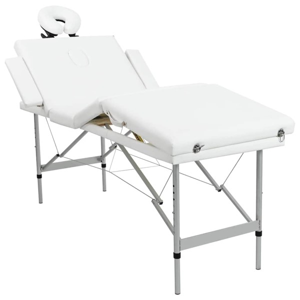 Folding Massage Table with Aluminum Frame, 4 Zones, Creamy Colors