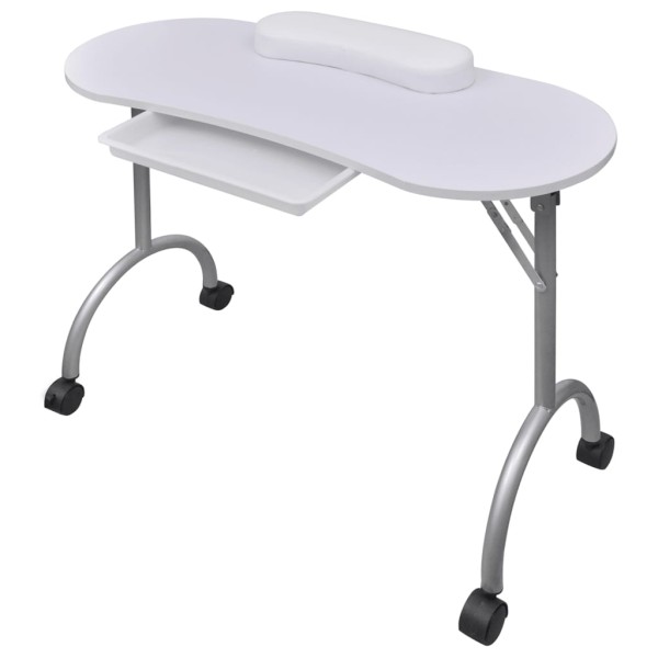 White Folding Manicure Stack with Wheels