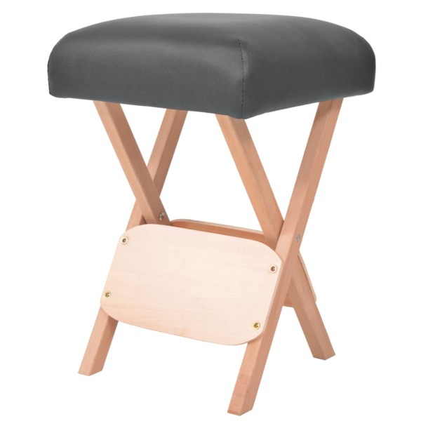 Folding bench for massage, black, with 12 cm thick seat