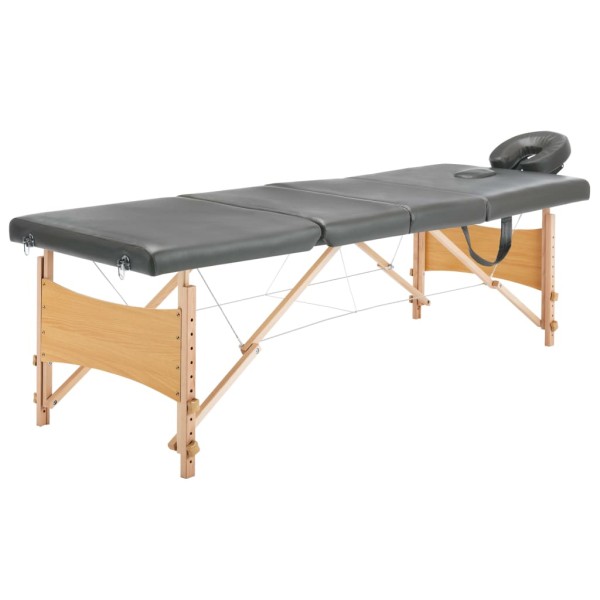 Massage table, anthracite, 186x68cm, 4 Zones, wooden frame