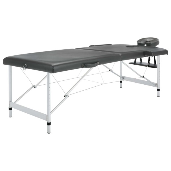 Massage table, anthracite, 186x68cm, 2 zones, aluminum frame