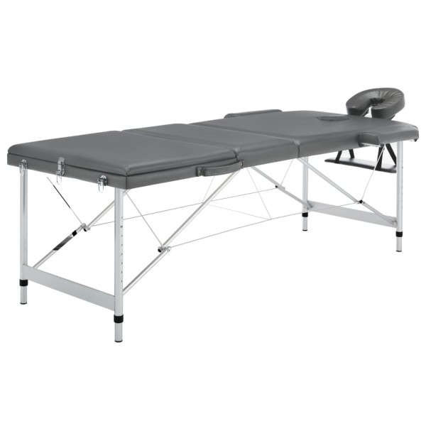 Massage Table, 3 zones, anthracite col., 186x68cm, aluminum frame.