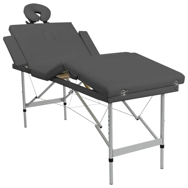 Massage Table, 4 zones, anthracite col., 186x68cm, aluminum frame.