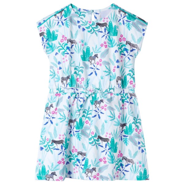 Children's dress, ecru and dark mint colors, 104 size