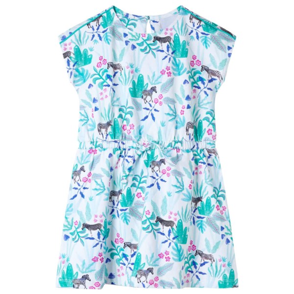 Children's dress, ecru and dark mint colors, 116 size