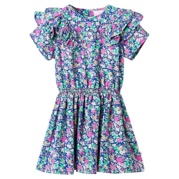 Children's dress with pattern on sleeves, cobalt blue, 92 size