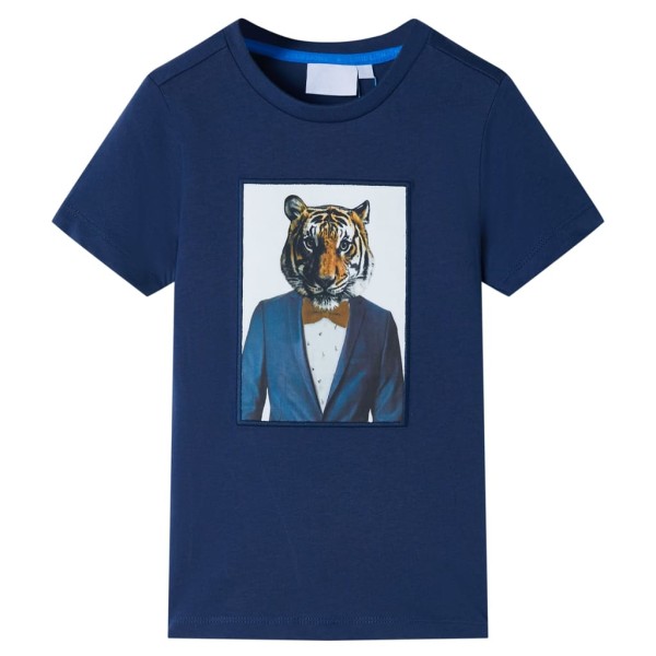 Children's shirt with short sleeve, dark blue, 128-sized