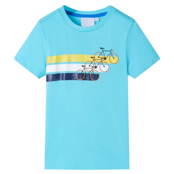 Children's shirt with short sleeve, blue, 140 size