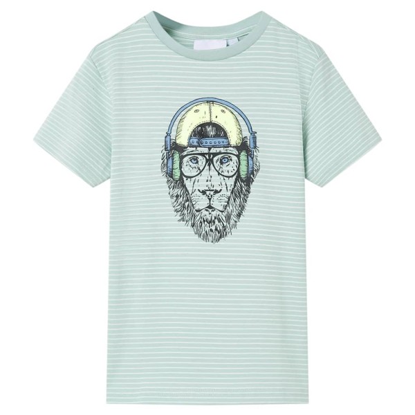 Children T-shirt, light mint, striped, 116 size