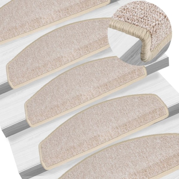 Staircase mats, 15 pcs, 65x24x4 cm, grey brown, round, large