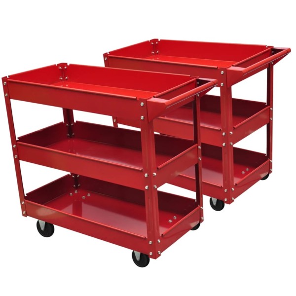 workshop tool trolleys with 3 shelves, 2pcs.