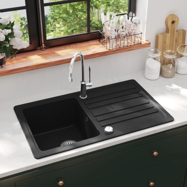 Single Kitchen Sinks from Granite with Rotary Dublin, Black