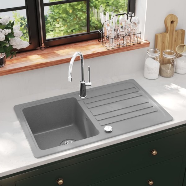Single Kitchen Sinks from Granite with Rotary Dublin, Gray