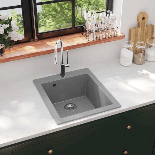One bowl, granite, gray