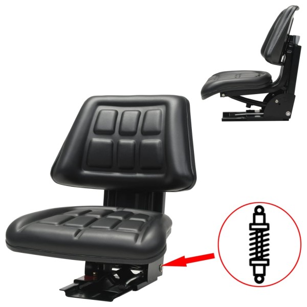Tractor seat with shock absorber, black