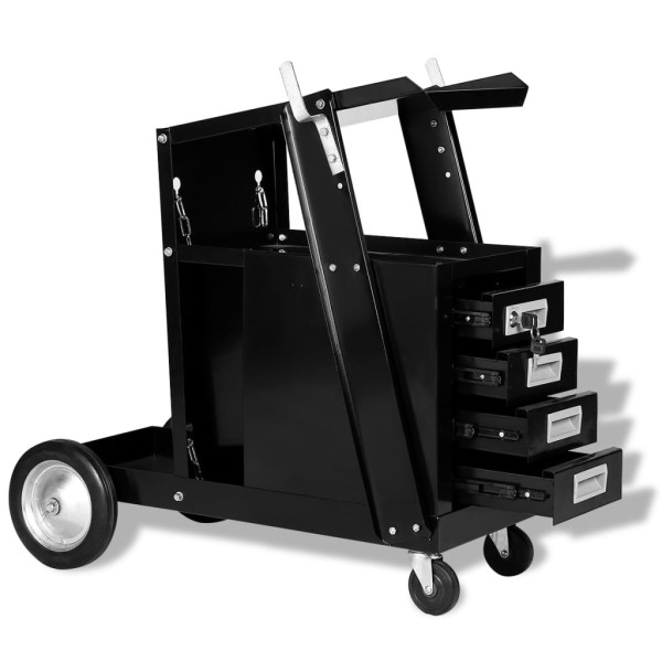 Welding Trolley with 4 drawers, black