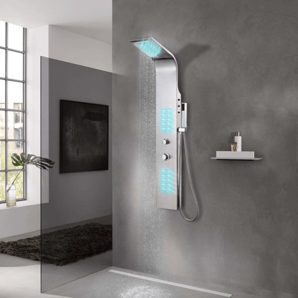 Shower system, stainless steel, curved shape